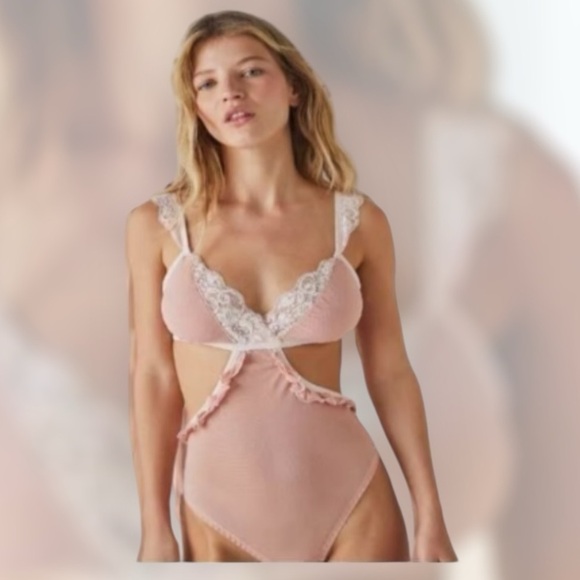 Free People X HAH Key to Ur Heart Bodysuit Copper Rose - Picture 1 of 7